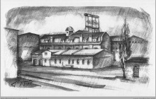 Lata 20-te ub. wieku - Szkic kopalni na podstawie zdjęcia archiwalnego - (foto ze zbiorów L. Adamczyka)